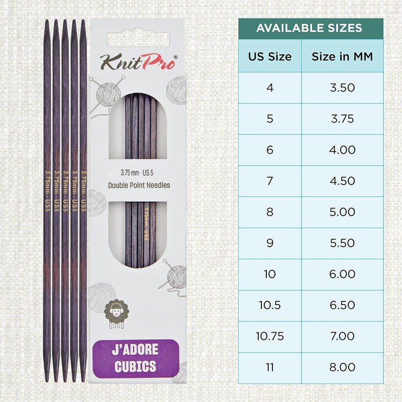 KnitPro J’Adore Cubics Double Pointed Knitting Needles Sets of 5