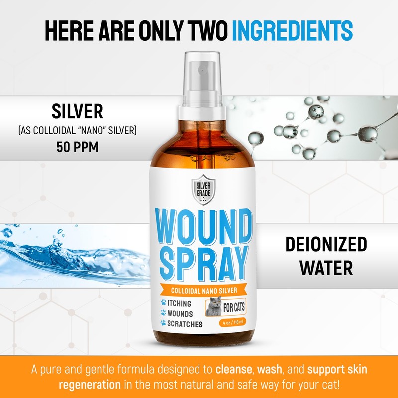 Cat Wound Care Spray with Silver – Wounds, Rashes, Hot