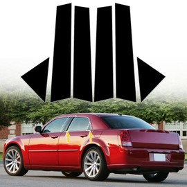 AMSPRAC Door Pillar Covers fit for Chrysler 300/300C 2005 2006 2007 2008 2009 2010,Exterior Molding Anti-Scratch Trim, 6PCS Window Outer Pillar Panel Set,Glossy Black