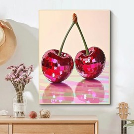Cherry Diamond Painting Kits for Adults, 5D Diamond Art Painting by Numbers Kits, DIY Cherry Fruit Diamond Dots Art Kits, Full Round Drill Diamond Art Kits for Adults for Home Wall Decor, 12x16 in