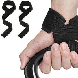 XYJNYO Padded Cotton Lifting Wrist Straps – Adjustable Non-Slip Straps with Cushioned Padding – for Weightlifting, Powerlifting& Crossfit – Gym Wrist Supports, Lifting Straps for Men/Women (Black)