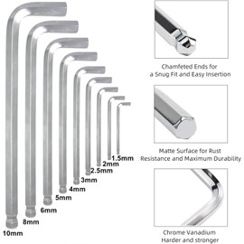 JCBCKJ 9-Piece Metric Hex Wrench Set, S2 Universal Hex Wrench With Convenient Toolbox, Craftsman Wrench Set For Repair And Maintenance Tasks