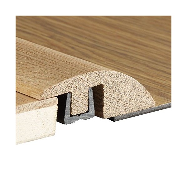 Solid Oak Ramp Reducer Threshold Door Bar Profile, for 14mm to 18mm Flooring (Lacquered 0.9m)