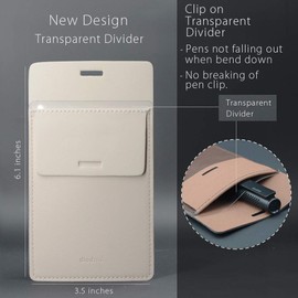 Pocket Protector, Leather Pen Pouch Holder Organizer, for Shirts Lab Coats, Hold 5 Pens, Designed to Keep Pens Inside When Bend Down. No Breaking of Pen Clip. Thick PU Leather, White, 2 Per Pack.