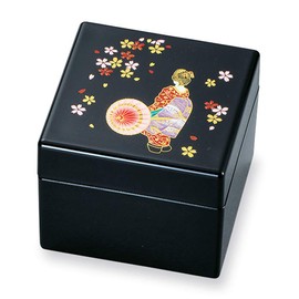 Mitani M16977-5 Yamanaka Lacquerware Storage Box, Black, 3.1 inches (8 cm), Yamanaka Lacquerware, Maiko, Princess, Small Box