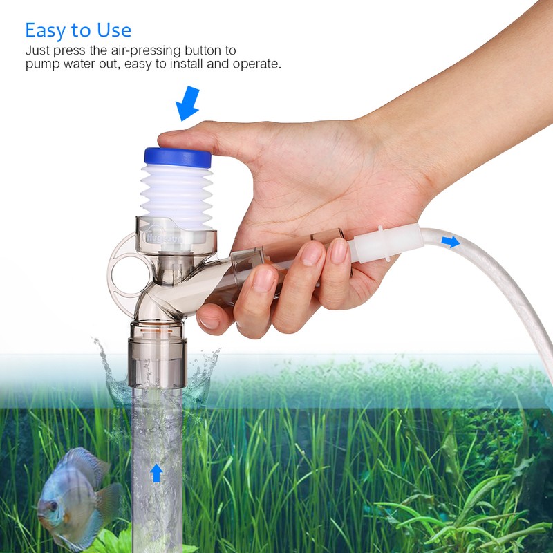 HugeSun Manual Air-pressing Aquarium Fish Tank Water Changer Gravel Cleaner