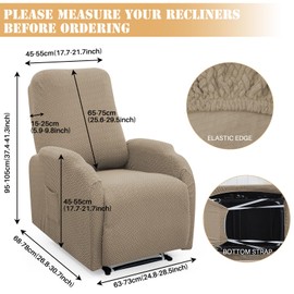LiveGo Recliner Chair Cover 4 Piece Recliner Sofa Slipcover Small Recliner Cover Jacquard 1 Seat Recliner Couch Covers Lazyboy Recliner Chair Cover Washable Chair Furniture Protector