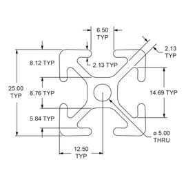 8020, 25-2525, 25 Series 25mm x 25mm 25x25 T-Slotted Aluminum Extrusion DIY Extruded Linear Slot Bar Rail Metric 80/20 (Clear Anodize, 1830mm Long)