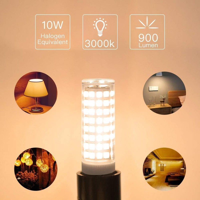 LEDGLE 5Pcs G9 LED Bulb 10W(100W Halogen Equivalent), 100LEDs 900LM