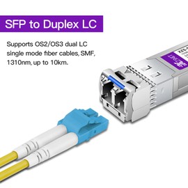 XZSNET 10GBASE-LR SFP+ Transceiver, 10G SFP+ to LC Single Mode Fiber Module Compatible for Cisco SFP-10G-LR, Ubiquiti UniFi UF-SM-10G, Mikrotik S+31DLC10D, Meraki, Netgear, D-Link and More, 2 Pack