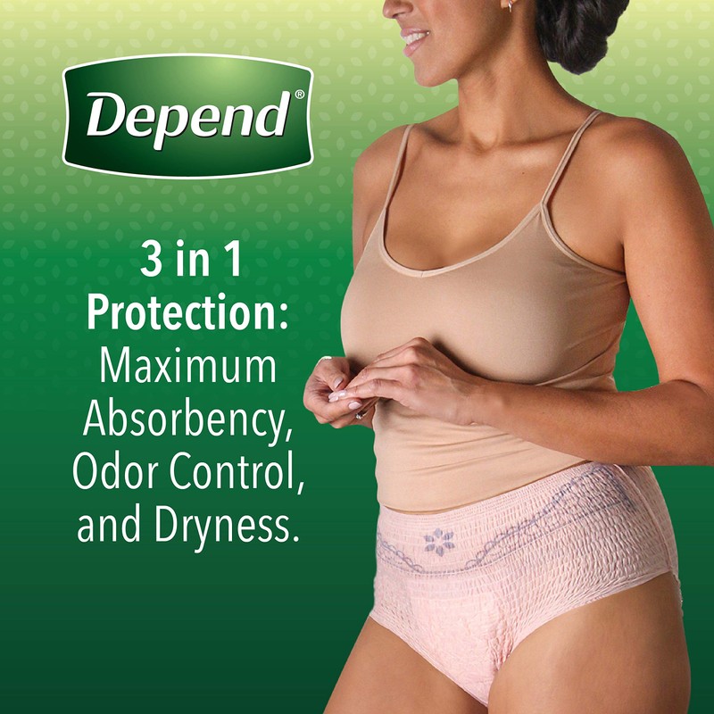Depend FIT-FLEX Incontinence Underwear for Women, Maximum Absorbency, L, Tan
