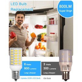 Megereet Refrigerator Bulb KEI D28M KEL 2815 KEI D28X KEL 2816X Freezer Light Bulb LED 100-265v Refrigerator E17 3.8w 40w Halogen Equivalent Daylight White 5000K Pack of 1