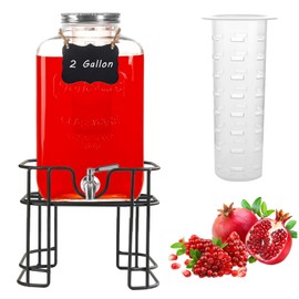 Einfache 2 Gallon Drink Dispenser with Stand & Stainless Steel Spigot,Beverage Dispenser with Stand,Glass Water Lemonade Dispensers for Juice,Parties
