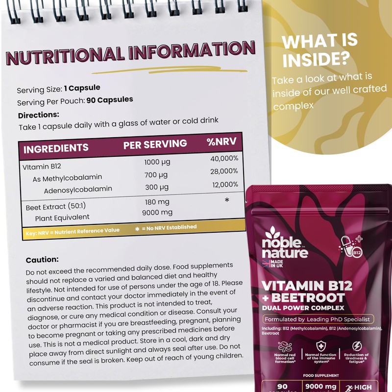 Beetroot & Vitamin B12 Complex – 9000mg Beetroot + 1000mcg