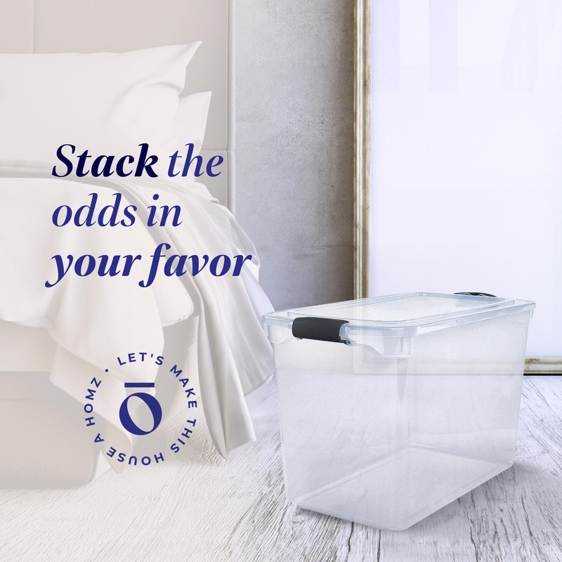 HOMZ 112 Quart Extra Large Rectangular Clear Plastic Storage Container