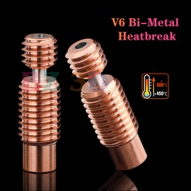 BZ 3D Pack of 2 V6 Bimetal Heatbreak, V6 All Metal Bi-Metal Heat Break for V6 Volcano Hotend, Heating Block for Prusa i3 MK2 MK3 Heatbreak 1.75 mm Filament Smooth.