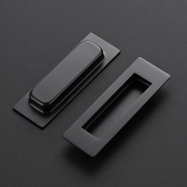 Ravinte 4 Pack Black Sliding Closet Door Handles Black Flush Pulls 4.72in Length Recessed Finger Pulls for Sliding Barn Door Sqaure Cabinet Pulls Stainless Steel