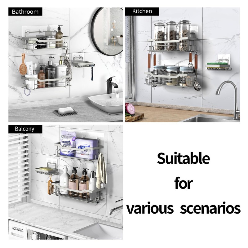 BATHDESIGN Shower Caddy Shelves Organizer Rack, 3 Pack Shower Caddy