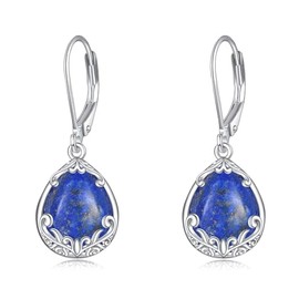 POPLYKE Filigree Labradorite/Opal/Lapis Lazuli/Larimar/Black Tourmaline/Turquoise/Peridot Earrings for Women Sterling Silver Filigree Earrings Jewellery Gift for Women, Sterling Silver, No Gemstone