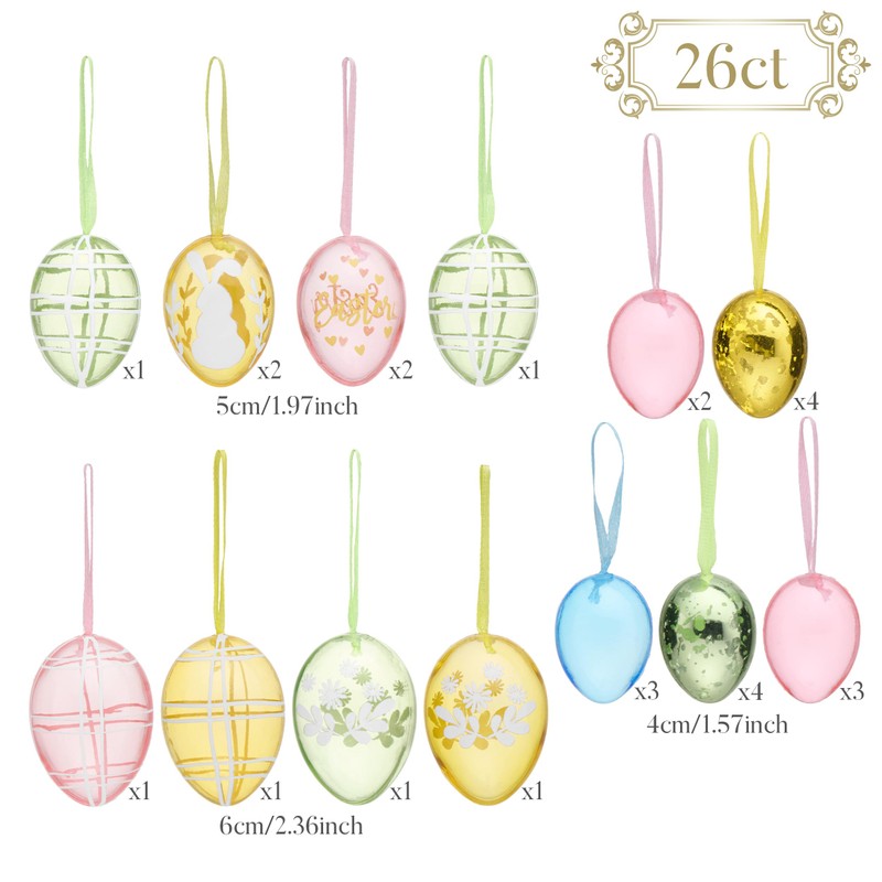 Valery Madelyn 26Pcs Easter Eggs Tree Ornaments for Easter Decorations,