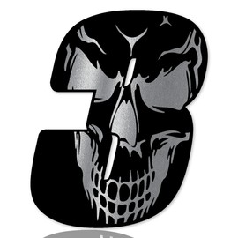 Skino EU Race Number Car Moto Vinyl Sticker Skull Black Silver Sticker Motorcycle Motocross Motorsport Racing Number Tuning 3N 253