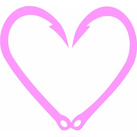FISH HOOKS HEART Love Fishing 5" (color: SOFT PINK) Vinyl Decal Window Sticker for Cars, Trucks, Windows, Walls, Laptops, and other stuff.