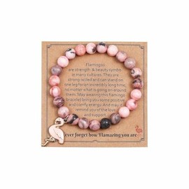 tenghong2021 You're Flamazing Flamingo Bracelet Natural Stone Birds Gifts Strand Beads Bracelet for Women Flamingo Lover Jewelry -Style 03