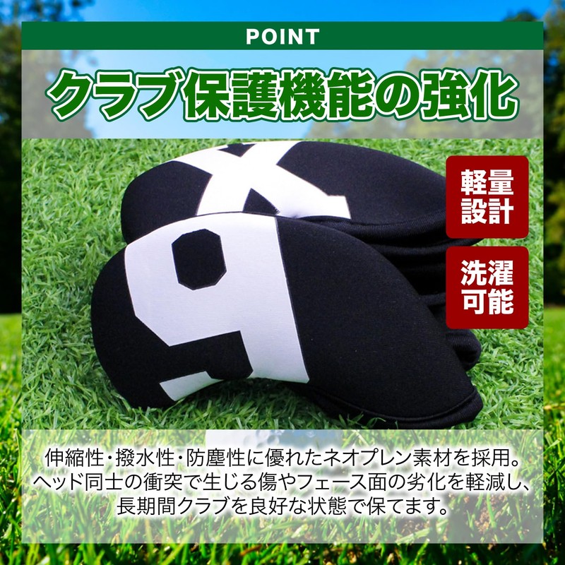 SATOMO 10 Pcs Golf Iron Covers Headcovers with Counts Neoprene