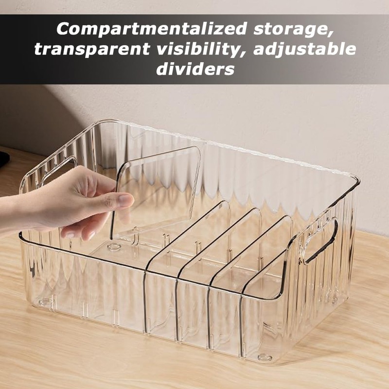 Seasoning Bag Storage Box with 7 Removable Dividers,Countertop Spice Shelf/Seasoning