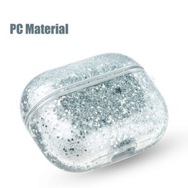 SGVAHY Bling Quicksand Case Compatible with AirPods Pro, Luxury Glitter Liquid Sequins Clear Hard Protective Case with Keychain Wireless Charging Box for Girls Women (Silver, AirPods Pro)