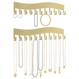 Chain Holder Jewellery Storage Wall - Robust Jewellery Organiser for Necklaces, Bracelets and Earrings - Wall Necklace Organiser Holder: Jewellery Hanging Storage Necklaces 2 Pieces Gold