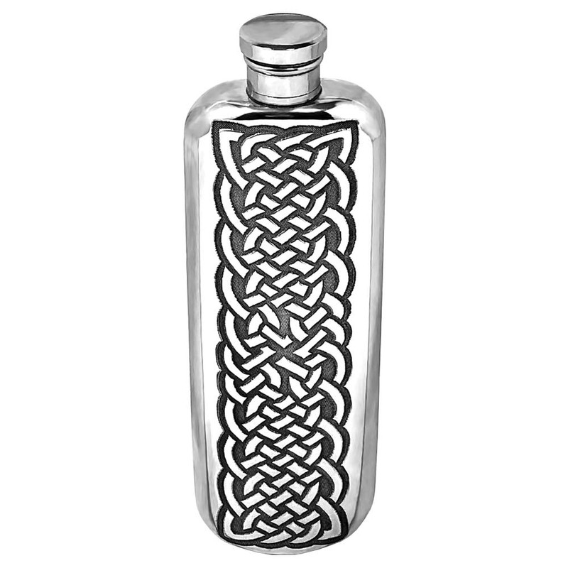 English Pewter Company 3oz Celtic Design Slimline Top Pocket Liquor