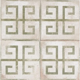 8.7 x 8.7 Greek Key Pattern Mount Olive Green Field Tile Genuine Porcelain Wall Floor Tile Vintage Linen (8)