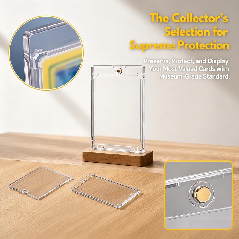 16Pcs 35PT Magnetic Card Holder, Clear Acrylic Trading Card Protector