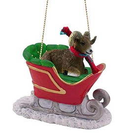 Big Horn Sheep Sleigh Ride Christmas Ornament - DELIGHTFUL!