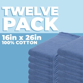 American Health Service (12 Pack) Cotton Towels, 16” x 26”, Highly Absorbent Cleaning Rags, OR Operating Huck Towels, Reusable Rags for Kitchen, Car Wash, Bar, House, Bathroom