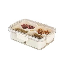 Fuukou Mini Snack Box Container,Portable Snack Tray,Portable Snack Containers,SnackleBox 4 Compartments,Clear Organizer for Fruits Snackle Box,Nuts Candy Trays and Spice Organizer
