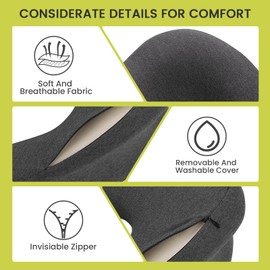 YLBSXXQ Desk Napping Pillow, Travel Head Neck Pillow, Best for Prone Face-Down Resting, or Contoured Post-Eye Surgery Support (Dark Grey)