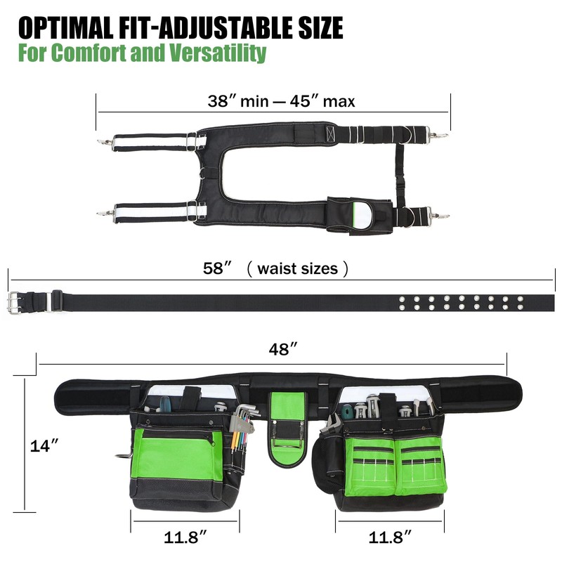 Tool Belt with Suspenders for Men, Heavy Duty Construction Tool