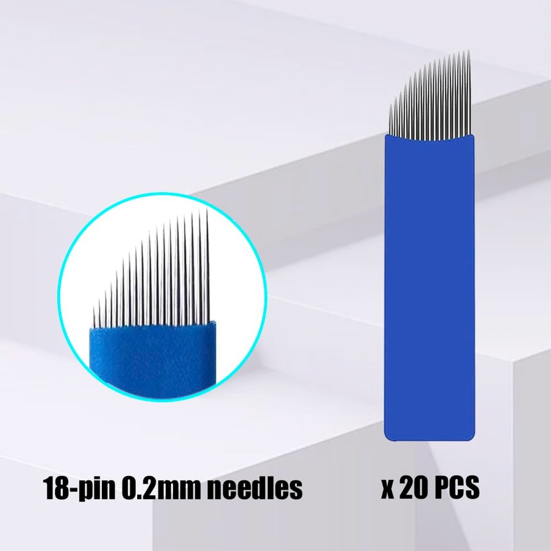 20PCS Eyebrow Microblading Needles Disposable Permanent Makeup Blades 18 Pin