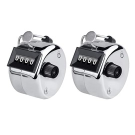 Contador Manual, 2 Piezas Contador Manual de Mano, Contador Manual de 4 Dígitos de Metal, Fácil de Usar, para Deporte, Golf, Pescar, Restaurantes, Plata (5.3 x 3.1 cm)