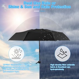 LPAMABA Travel Umbrella 24 Ribs Pocket Umbrella with Capsule Case Compact Umbrella Outdoor UV Folding Umbrellas Compact Umbrellas Black 210T Coating Mini Folding Umbrella for Children