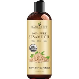 Handcraft Blends Aceite De Sésamo Orgánico - 8 Fl Oz - 100% Puro Y Natural - Aceite Corporal Y Cabello De Grado Premium - Aceite Transportador - Aceite De Masaje - Prensado Con Expeller Y Si