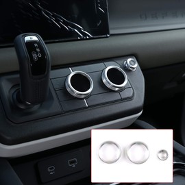 CHEYA Aluminum Alloy Car Interior Air Conditioning & Volume Adjustment Knobs Decorative Cover Trim for Land Rover Defender 110 2020 Accessories (Silver)