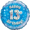 Oaktree UK Oaktree 18" Happy 13th Birthday Blue Holographic, Aluminium