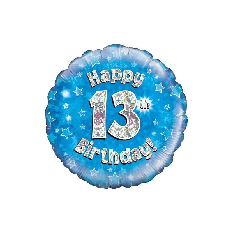 Oaktree UK Oaktree 18" Happy 13th Birthday Blue Holographic, Aluminium