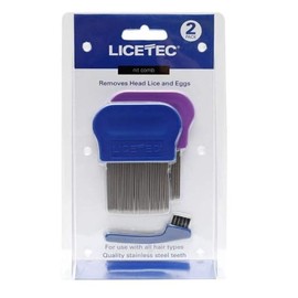 Licetec Head Lice and Eggs Remover Metal Nit Comb with Cleaning Brush Pack of 2