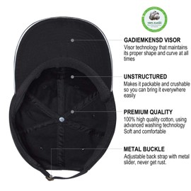 Baseball Cap Summer Polo Dad Hat Mens Outdoor Run Sport Cool UV Sun Caps Light Breathable Cotton Blank Soft Unstructured Trucker Hat for Men Women Girl Unisex Plain washed distressed Black G Reflect