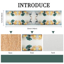 Table Runner Gold Tablecloth Blue Green Placemats Modern Living Room Table Linen Petrol Yellow Ginkgo Mat Kitchen Table Runner for Picnic Wedding Autumn Winter Dining Table Decor 40 x 140 cm