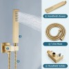 BWE Brushed Gold Shower Faucet System 12" Rain Combo Head